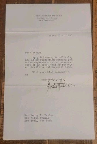 John foster dulles - foster, lettera