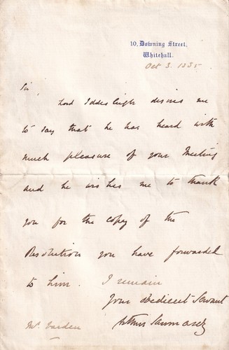 Letter sent from downing - letter,