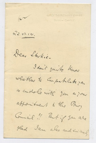 1914 chief secretary dublin - 1914,