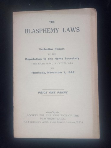 1929 the blasphemy - blasphemy, laws